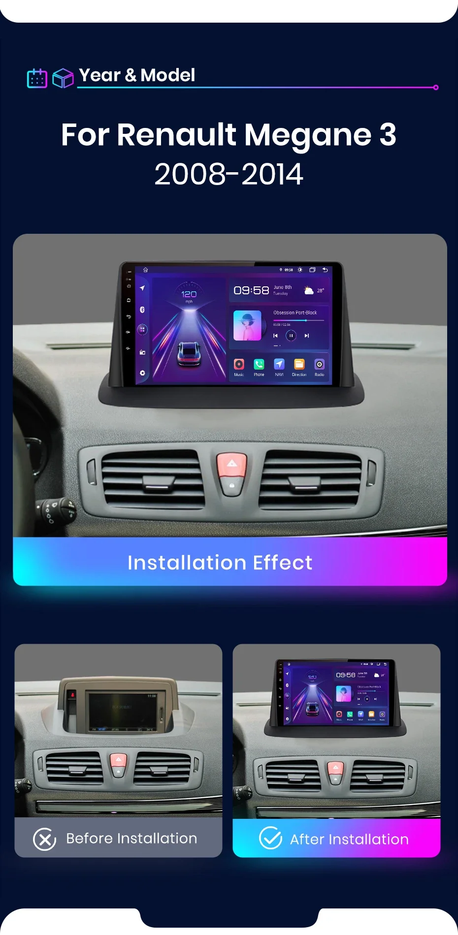 Junsun carplay android autoradio für renault megane 3 fluence samsung sm3 2011-2015 auto intelligente systeme rds 2 din autoradio – Detail 10