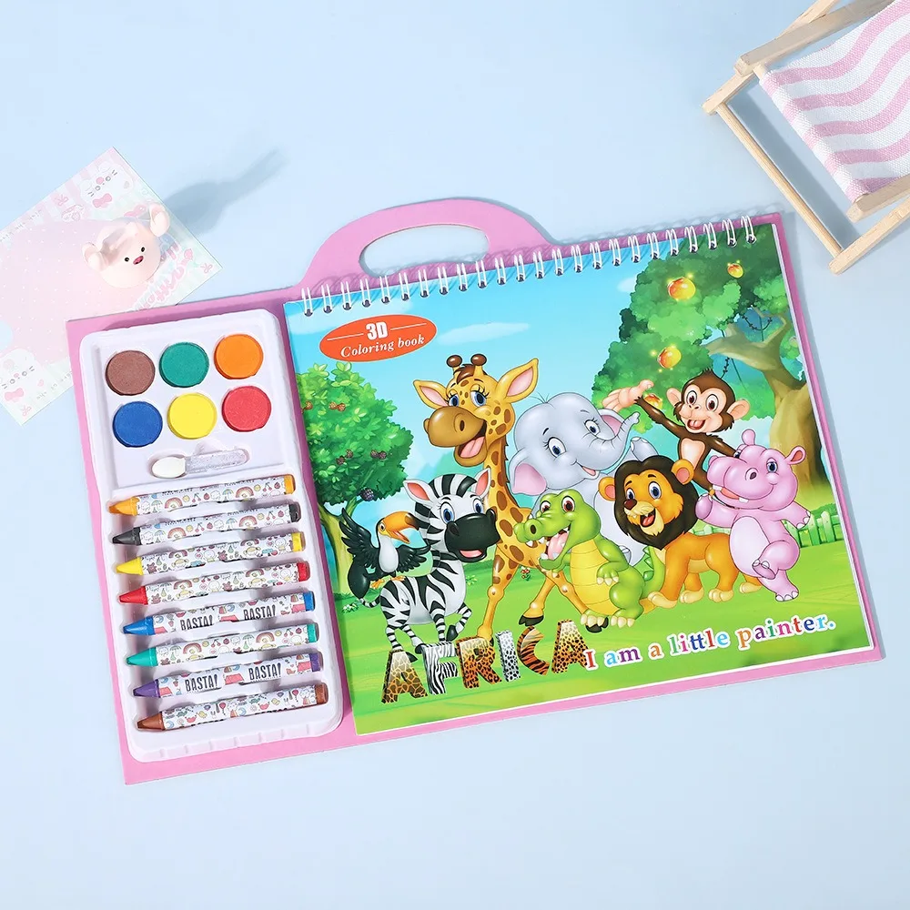 Cartoon Puzzle Crayon Watercolor Book Set Educational Astronauts Coloring Book Painting Book Gift