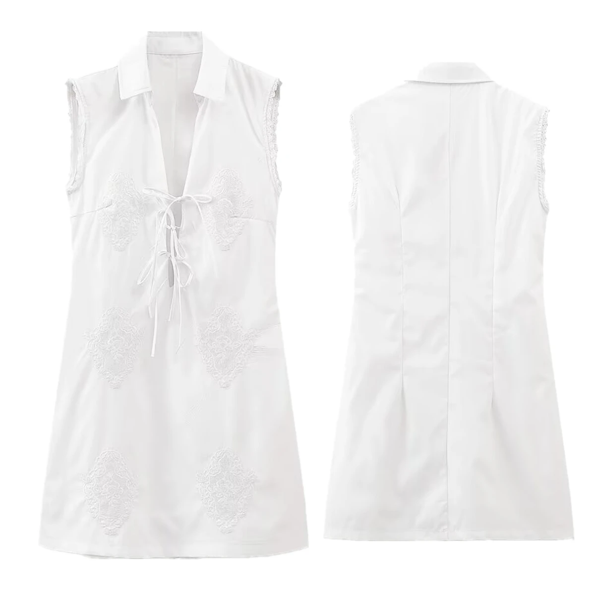 

Dave&Di 2025 Summer Dresses Women French Strap Embroidered Dress Sexy Cotton Mini Dress Long Shirt Dresses