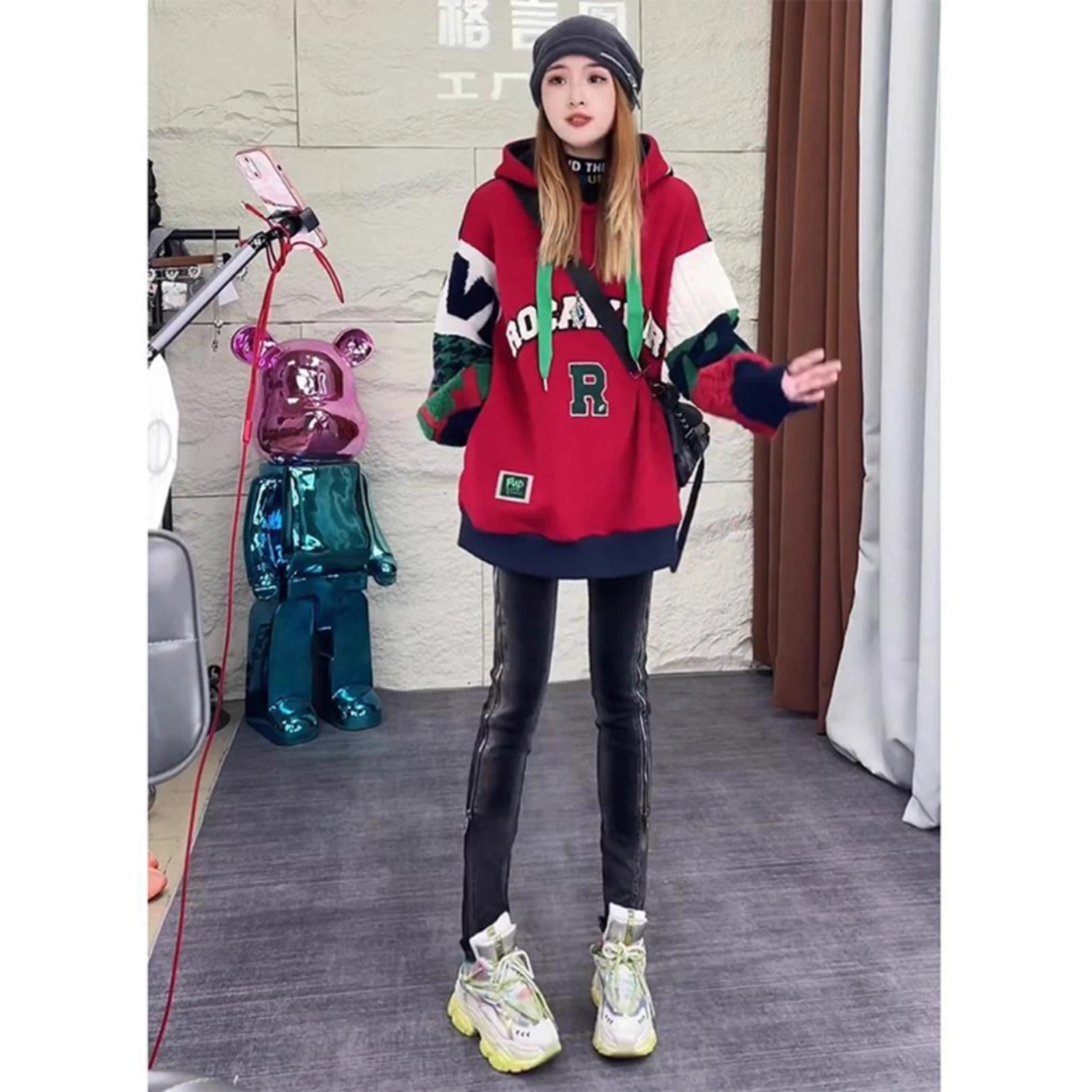 

Мужская толстовка оверсайз с узором Cisas, на флисовой подкладке, вязаная, повседневная, из полиэстера, теплая, комфортная посадка