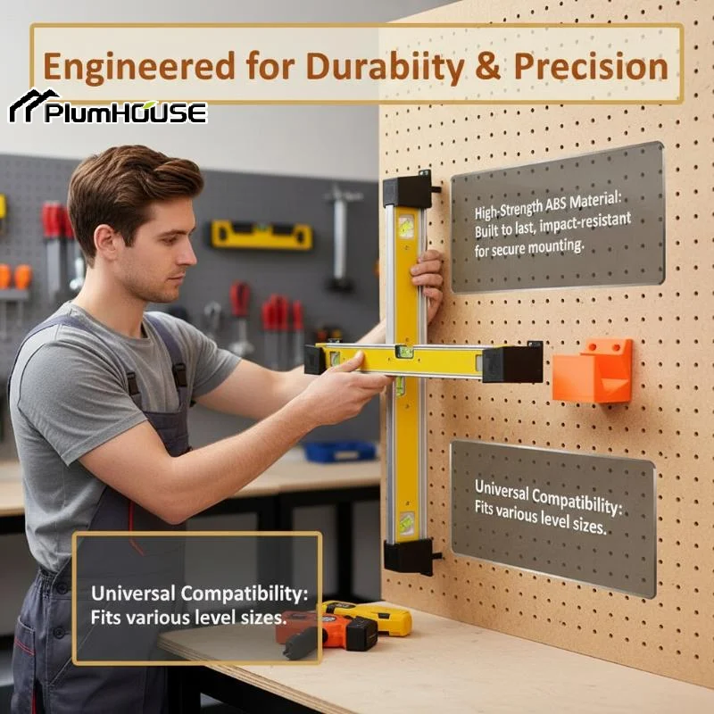 2PCS Spirit Level Wall Mount Holders With Durable Construction And Easy Installation Perfect For Garage Workshop Tool Storage
