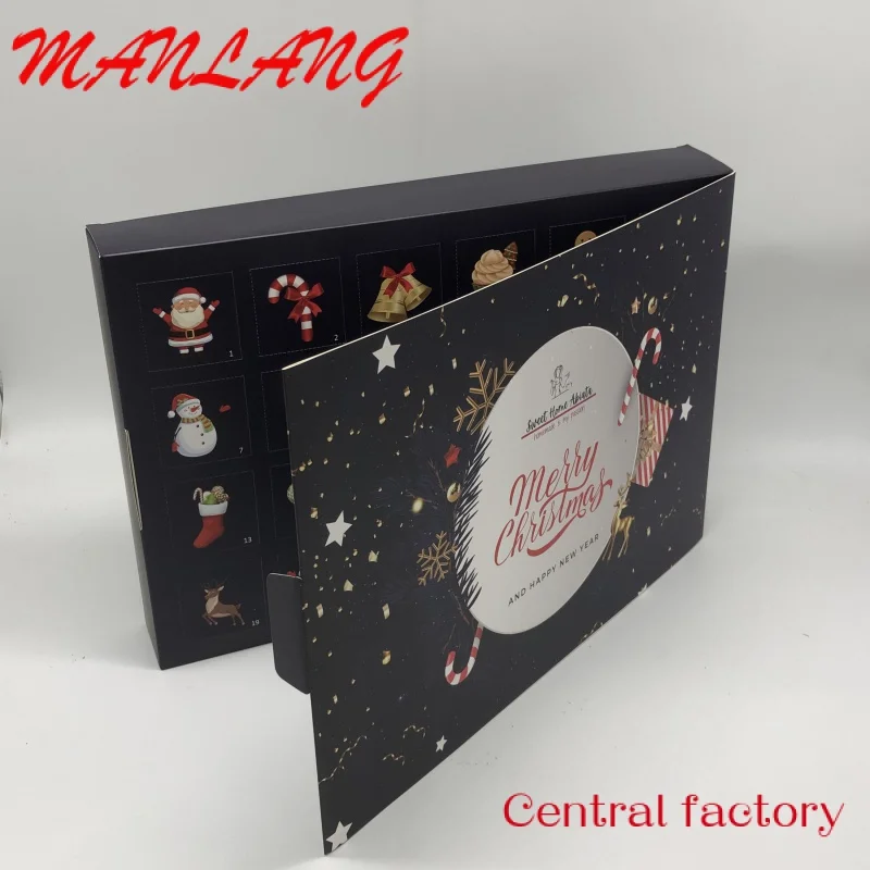 Scatola del calendario dell'avvento con imballaggio in carta regalo di natale personalizzato con Logo personalizzato stampato