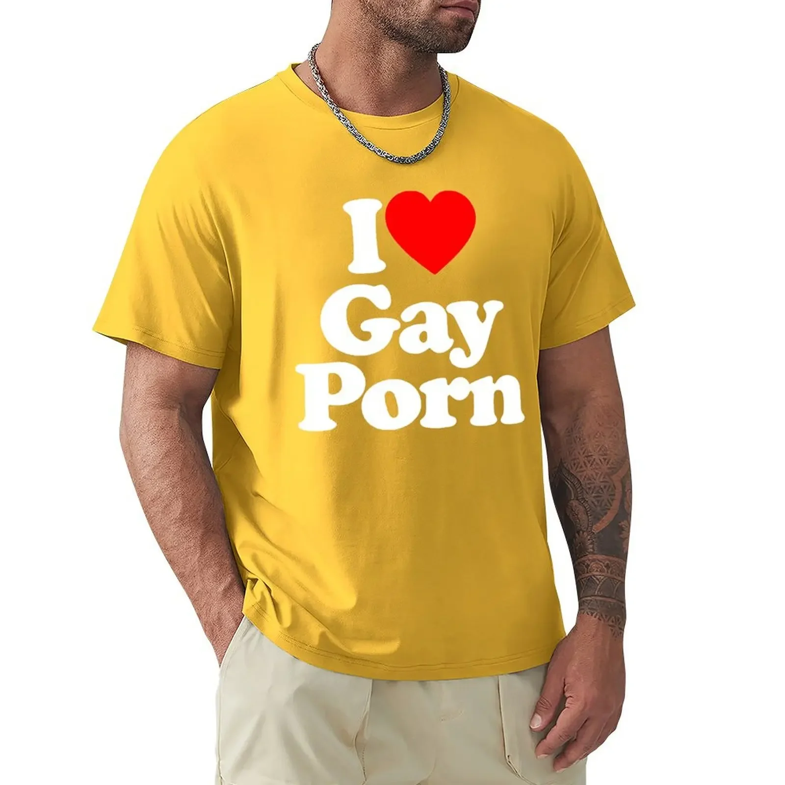 Funny I Love Gay Porn Mens T Shirts Casual Summer LGBT T Shirt Unisex Short Sleeve Streetwear Round Neck Men\'s T-shirt