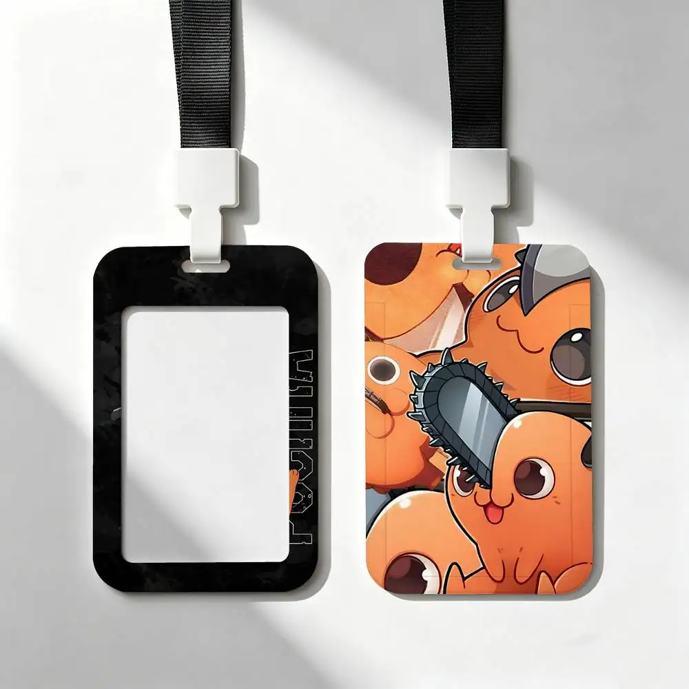 Kawaii P-Pochita Card Holder Neck Strap Pendant Door Badge Holder Lanyards Keychain Work Credential Case Gift