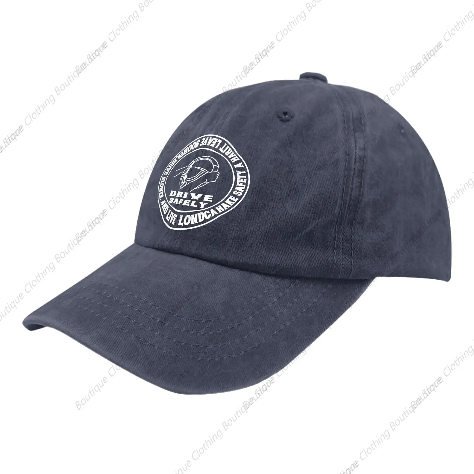 Safe driving Safety first Funny World Safety Day ball caps funny Vintage Cotton Washed Baseball Caps Navy Blue