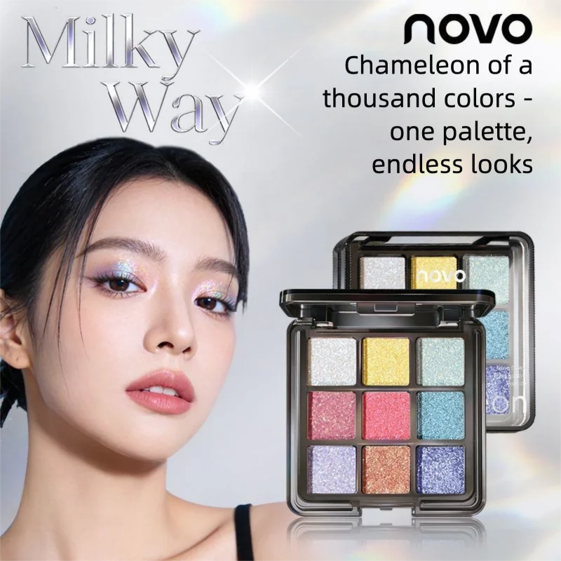 NOVO Dreamy Color-changing Flashing Gradient Nine-color Makeup Palette Highlighter Pearlescent Eyeshadow For Dance Students