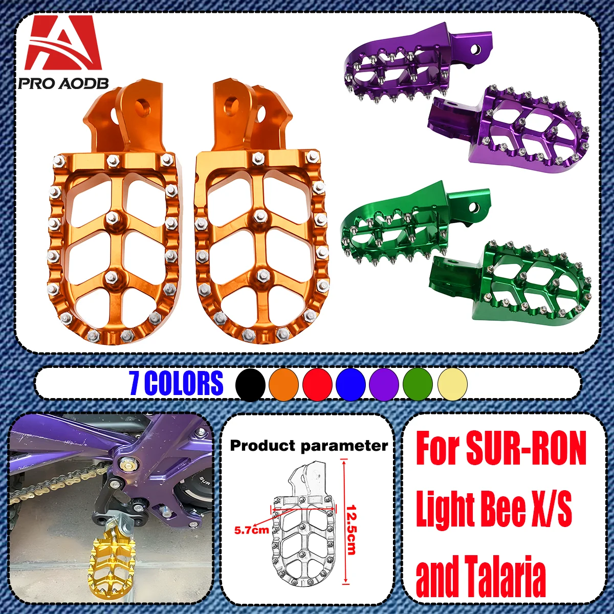 

Electric Vehicle Motorcycle CNC Footpegs Footrests Foot Pegs Rests Pedals Pad For Surron Sur-Ron Light Bee X Light Bee S Parts