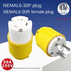 NEMA L6-30P L6-30R Locking Plug for Generator 30A 250V Cord Ends Male Plug ETL Certification 3 Prong Locking Replacement Plug