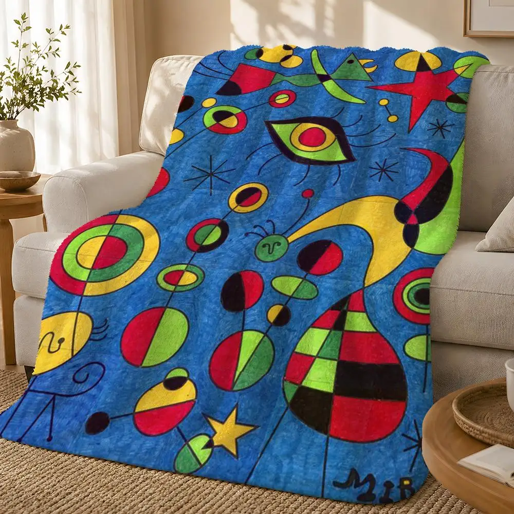 Modern Surrealism Joan Miro Art Throw 1pc Flannel Blanket Soft Lightweight Warm Cozy For Bedroom Sofa Bed