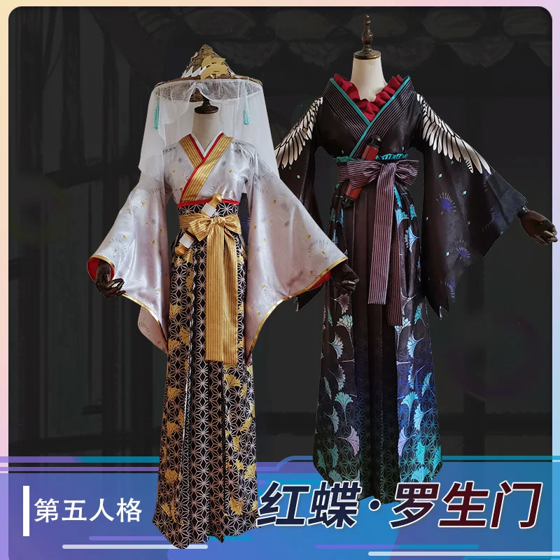 

Identity V Cosplay Costume Women Cos Outfit Red Butterfly Dress Red Butterfly Empress Michiko Kimono Performance Halloween Party