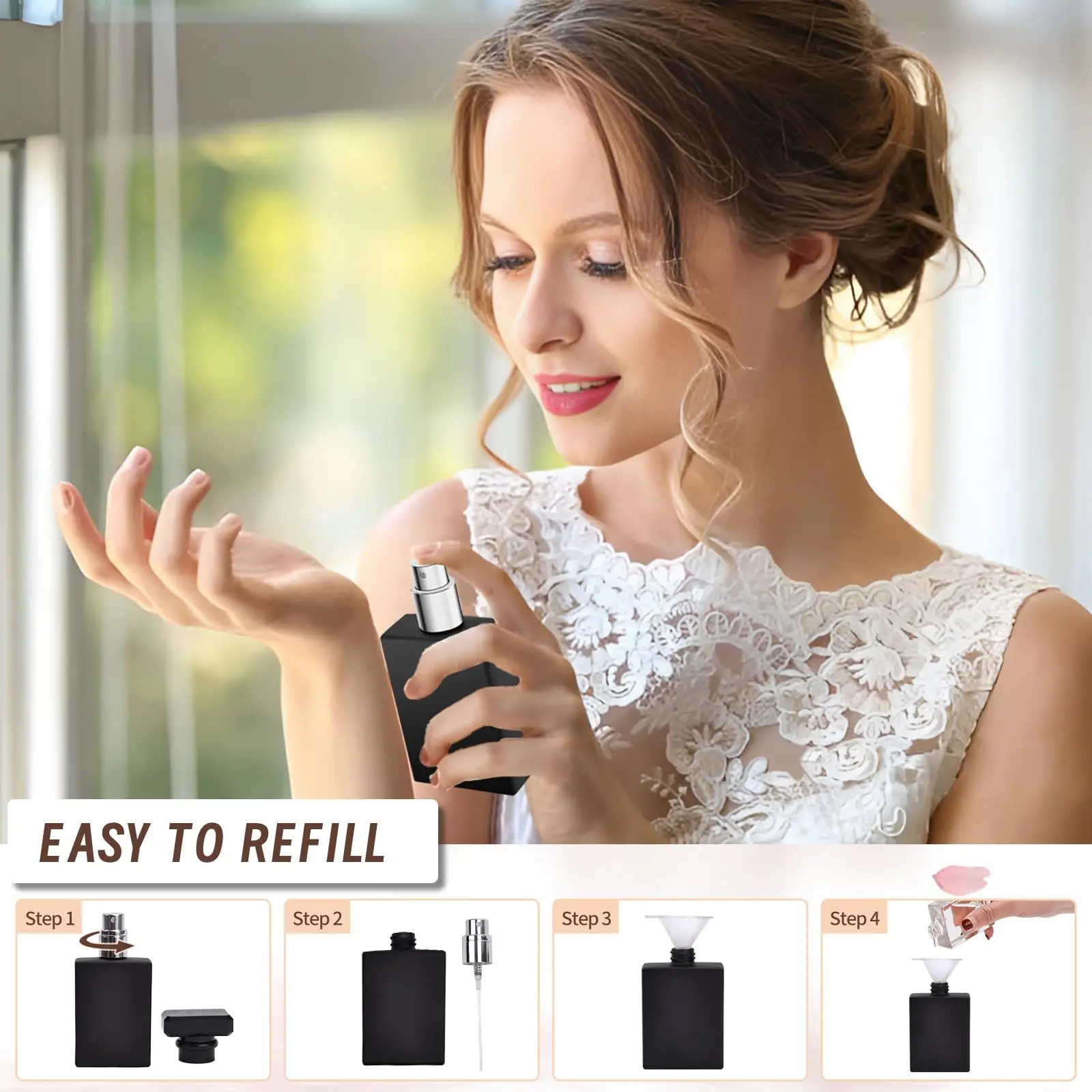 Spray de parfum rechargeable de 30ml, 1/2/6 pièces + 2 accessoires, avec 2 flacons pulvérisateurs, 2 entonnoirs, 2 distributeurs, atomiseur de Cologne