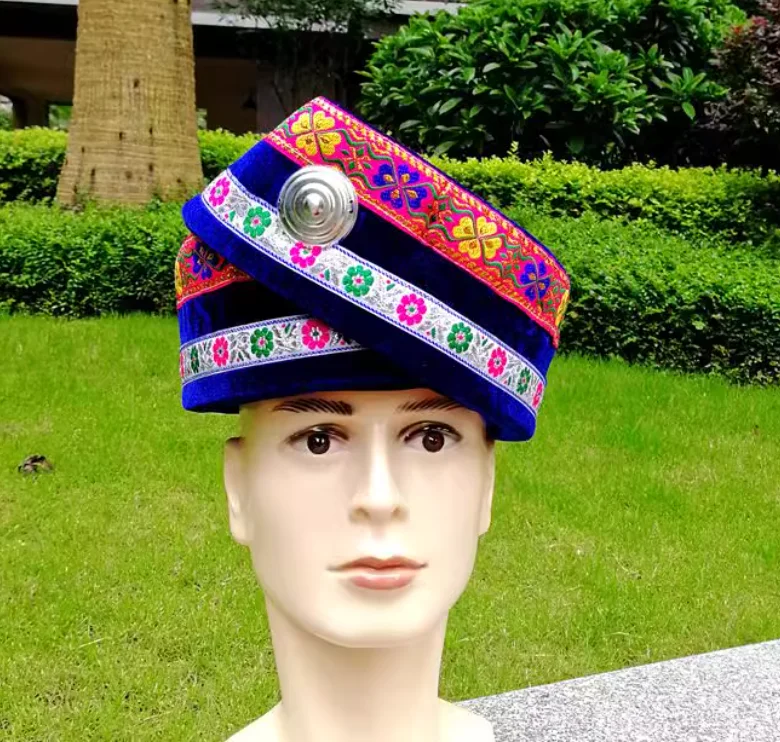 

Chinese Zhuang Men's Hat Guizhou Dong Hmong Headwear Dance Performance