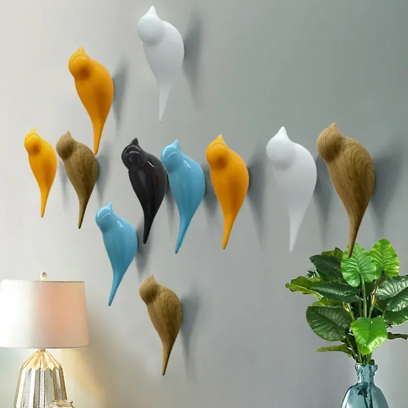 Creative Wall Hooks Bird Decoration Resin Wood Grain Hooks Bedroom After Door the Animals 3D Coat Hook Single Wall Hanger