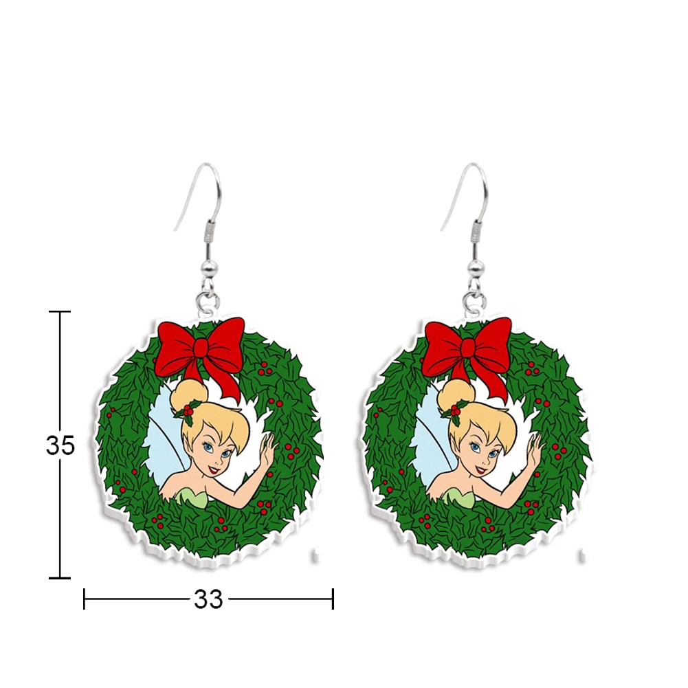 Disney-pendientes colgantes de acrílico transparente para mujer y niña, joyería bonita de princesa de Navidad, coloridos, gancho, Regalos especiales