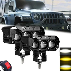 Additional 4inch LED Work Light Dual Color Lens 200W Driving Fog Lamp Hi Beam Lighthouse Mile for Motorcycle Car Trucks SUV UTV