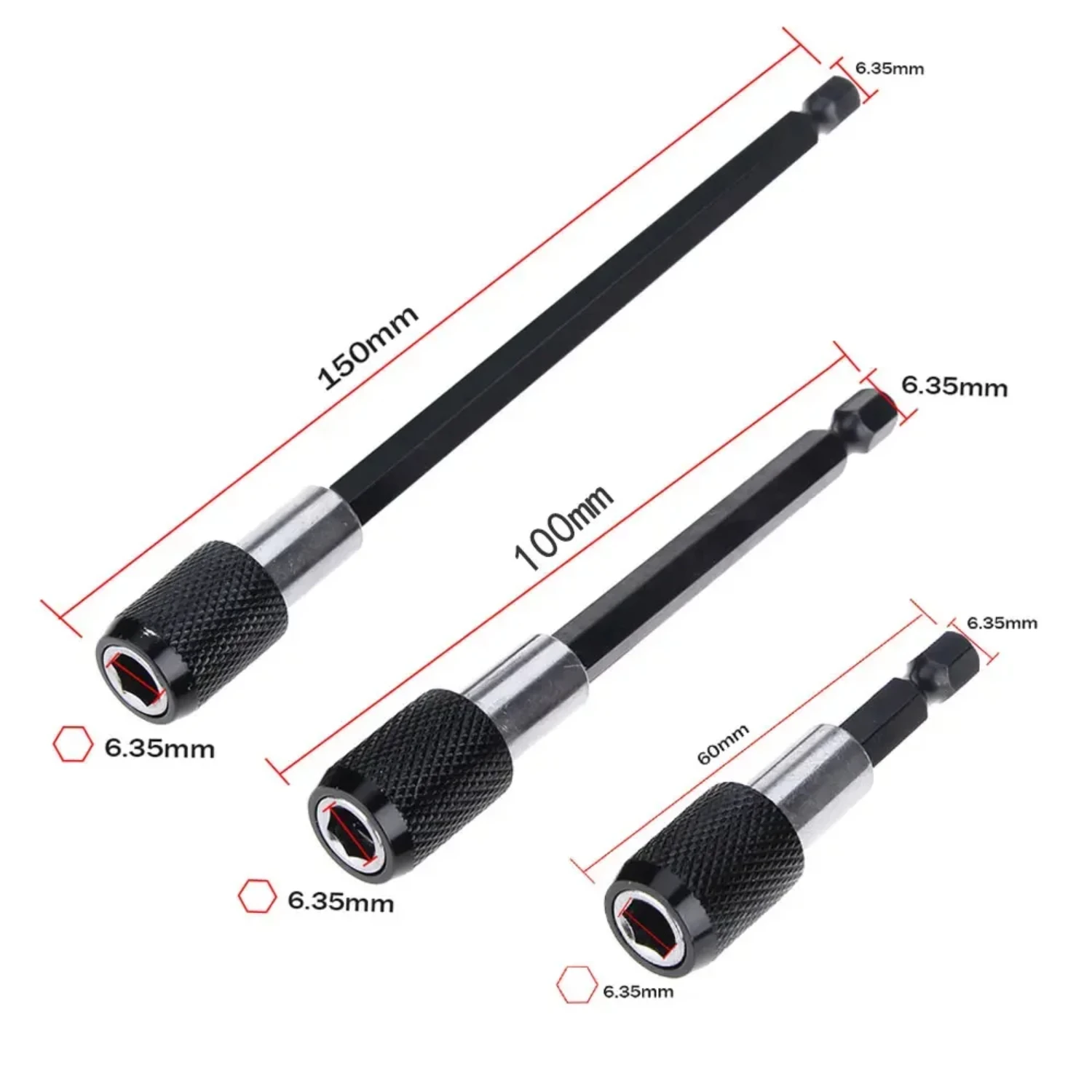 Efficient and Self-locking Lever Extension Rod Upgrade for Screwdriver Set - Enhance Your Hand Tool Kit with 60mm, 100mm, and 15