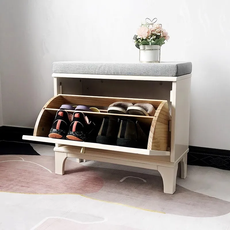 All solid wood shoe change stool, shoe stool at home door, stool can be integrated, simple and light luxury, door low stool shoe