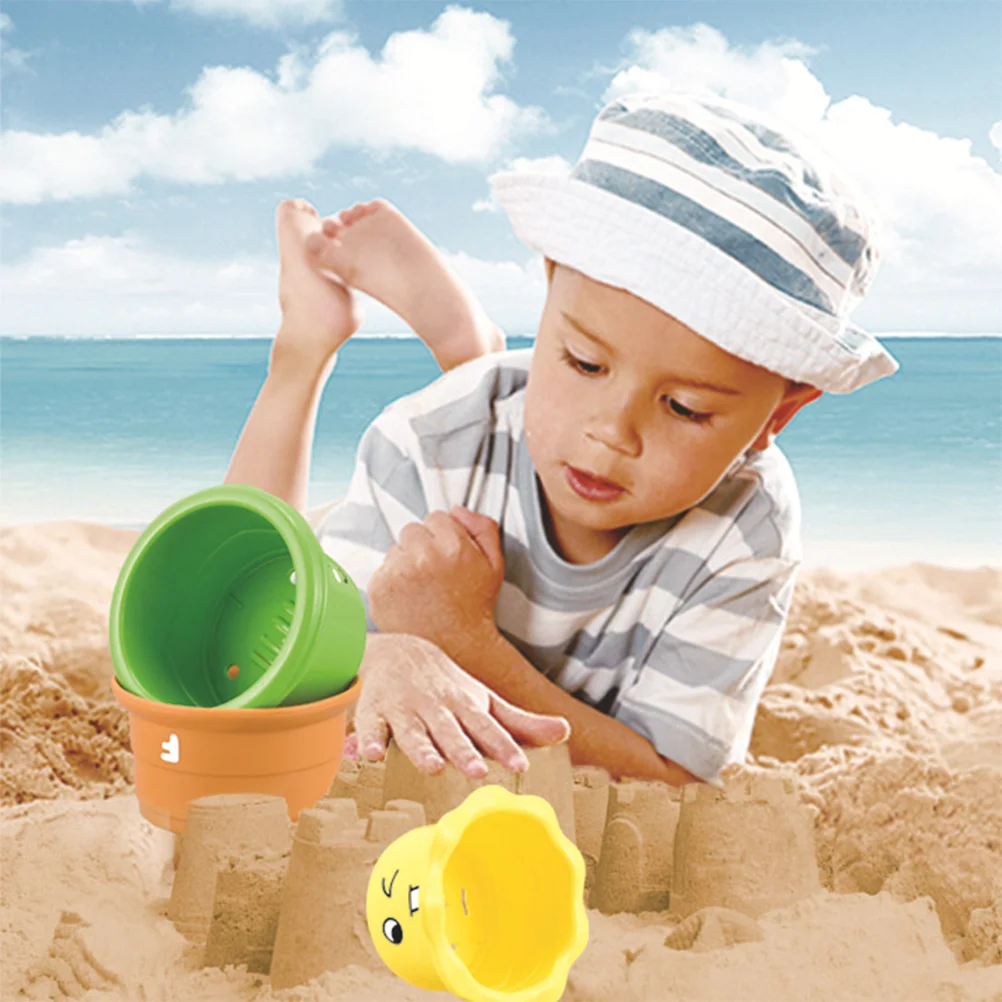 6 Pcs Water-Playing Hourglass Toy Toys Stack Up Cups Bathing Early Learning Kids Plastic Stacking Puzzle for Infant Education