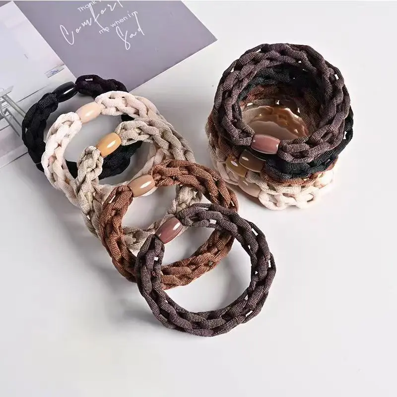 

5pcs/Simple Rubber Band women's hair-free Braided Head Rope women's Temperament High Ponytail Hair Rope Hair Accessories