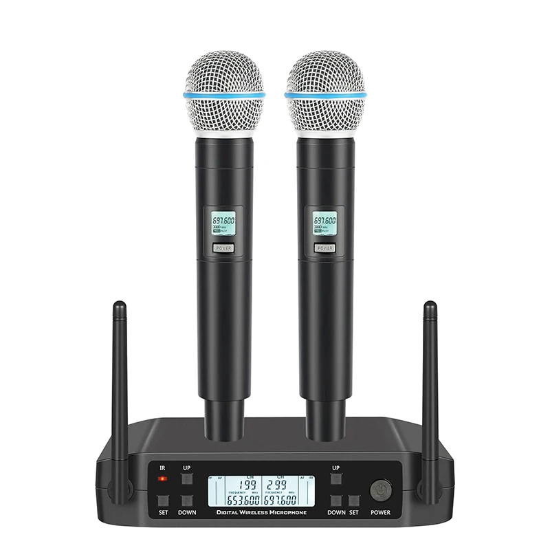 

High Quality！ GLXD4 Professional Dual Wireless Microphone 600-699MHz System Stage Performances UHF Dynamic 2 Channel Handheld