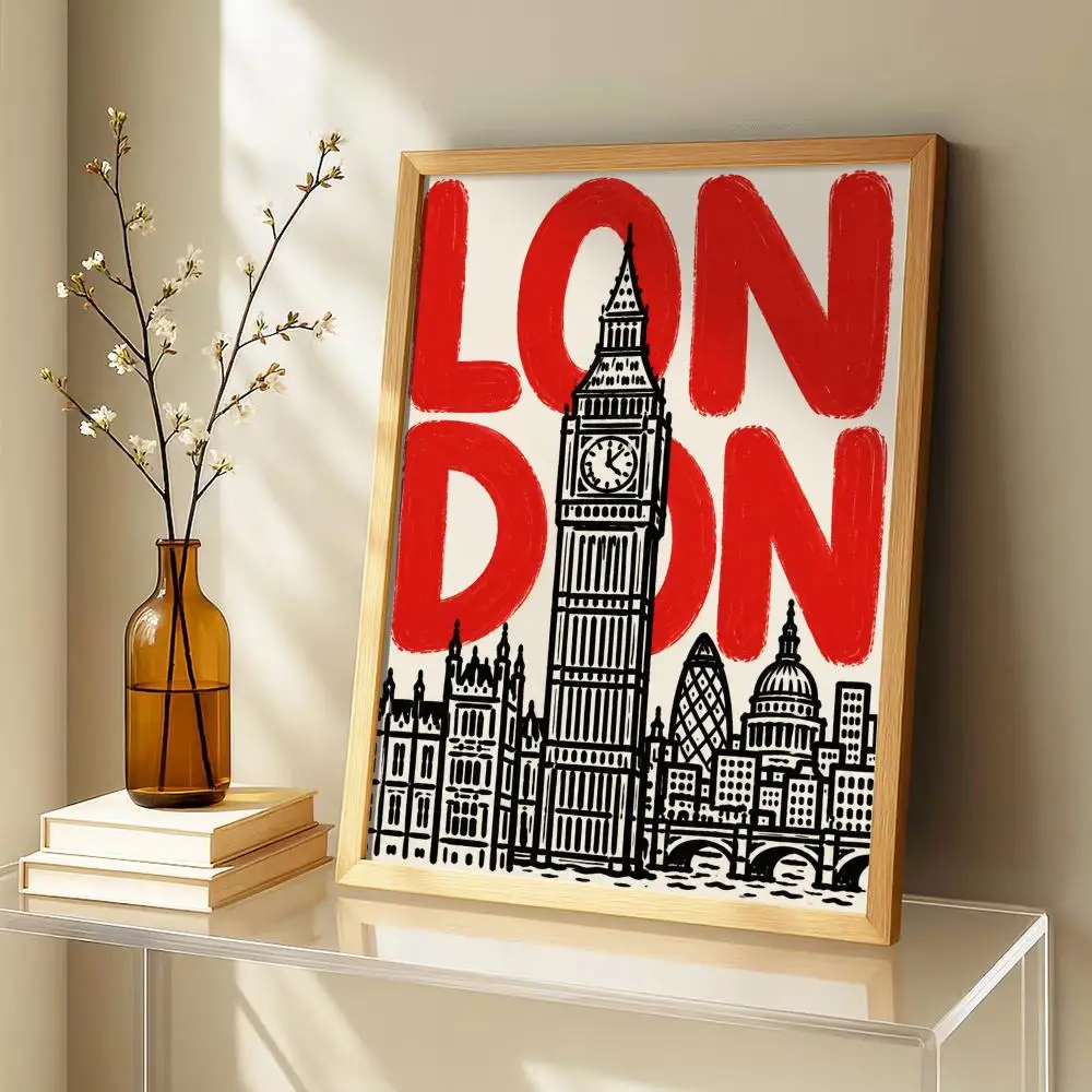 Global City Typography Painting Calligraphy Canvas Poster Art for Bedroom Living Room Home Decor Wall Decoration Decals Gift