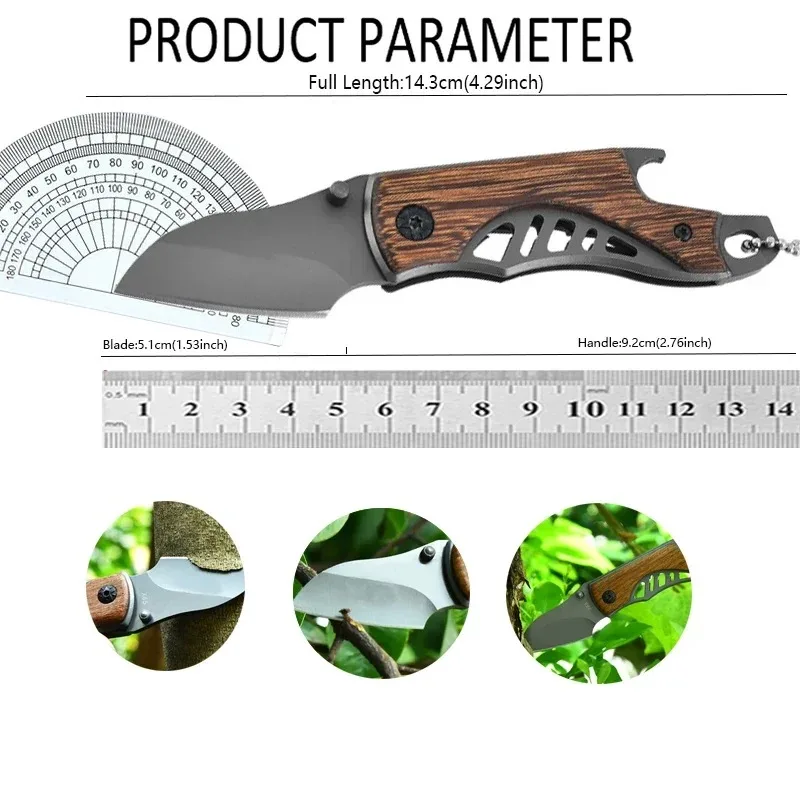 Mini Portable Foldable Pocket Knife Stainless Steel Outdoor Multi-purose Camping Self-defense Fruit Bottle Opener Small Knife