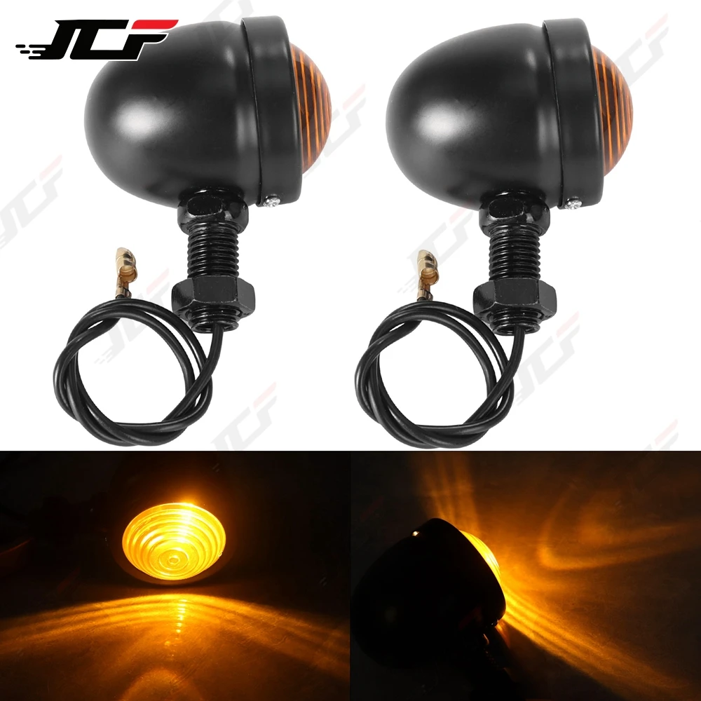 Motorbike Turn Signal Lights for Cruiser Bobber Sportster Cafe Racer Universal 12V Retro Metal Blinkers Single Wire Clignotant