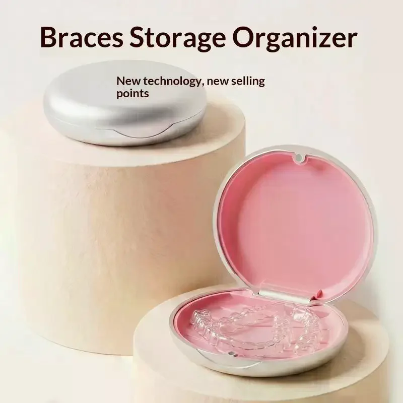 1Pcs Denture Storage Portable Dental Retainer Case With Mirror Vent Holes False Teeth Protective Aligner Tray