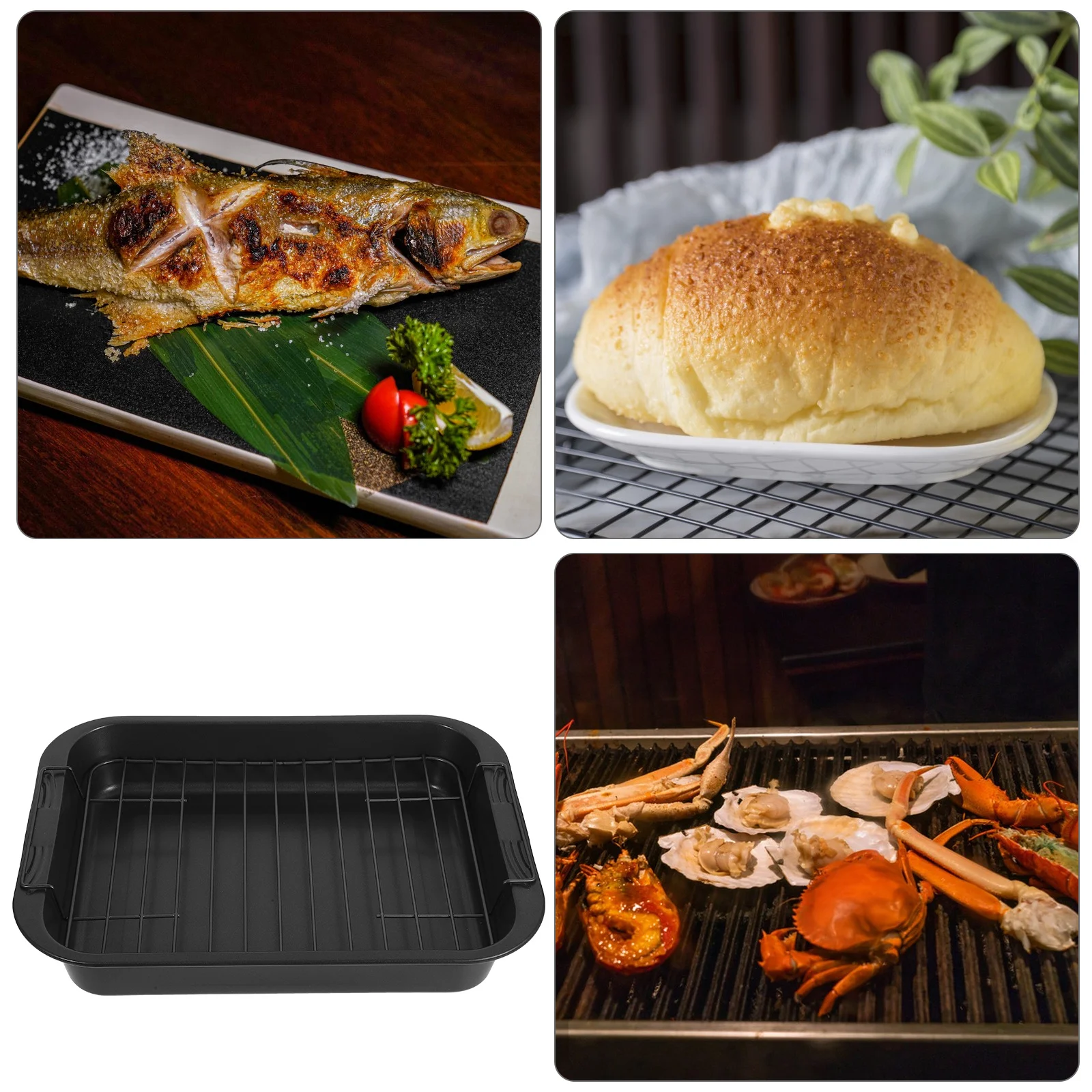 

1 комплект, противень из углеродистой стали с антипригарным покрытием, прямоугольный противень для торта для духовки, выпечки печенья, хлеба, десерта, глубокий противень для духовки