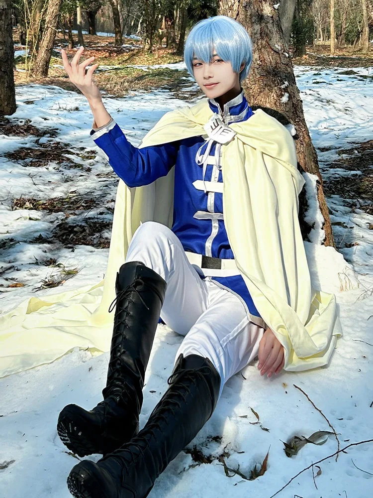 

Anime Frieren at the Funeral Cos Himmel Brave Cosplay Deep blue with cape Uniform Party Costume A