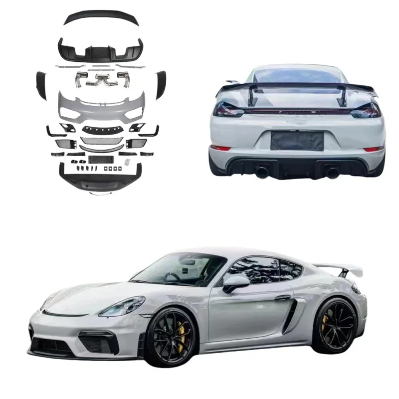 

Для 718 2016+ Обновление до модели GT4 Бамперы автомобиля Передний бампер Передняя губа и задний диффузор GT4 Bodykit для 718