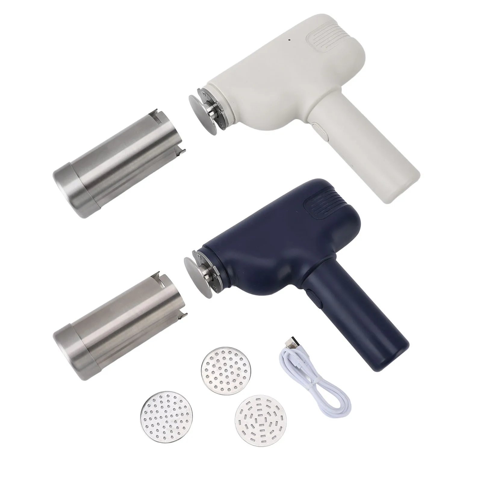 ماكينة صنع المعكرونة الكهربائية موفرة للعمالة ماكينة صنع المعكرونة الأوتوماتيكية القابلة لإعادة الشحن المحمولة بعمر بطارية طويل مع 3 قوالب للمنزل