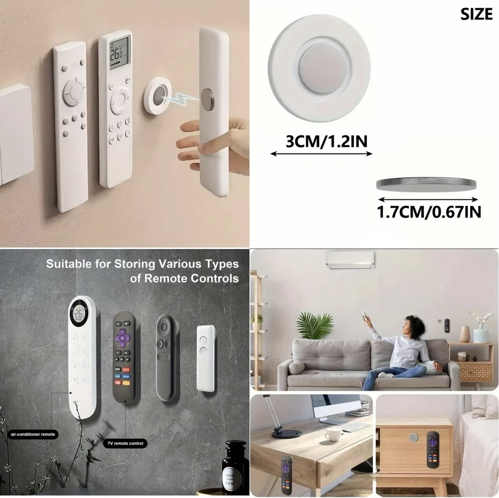 

Magnetic hookWall Mount Magnetic Remote Control Holder Storage Bracket Organizer for Home Office TV AC Remote White Mounting