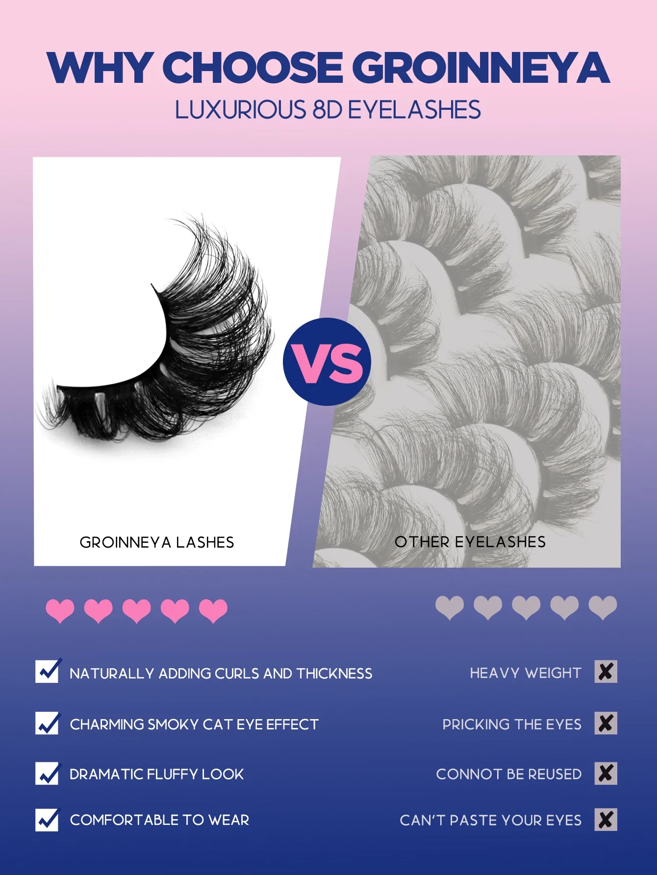 Veltrinay Fake Lashes 3D Mink Hair False Eyelashes Thick Curly High Quality Lashes Fluffy Explosion Strip Lashes Makeup