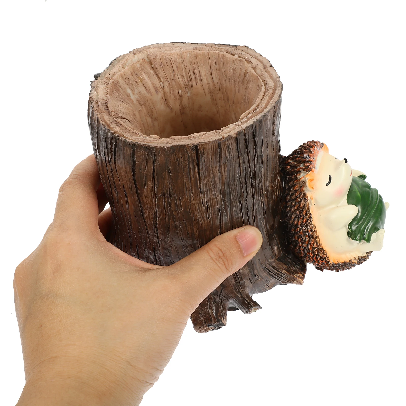 

Hedgehog Pen Holder Dark Brown Resin Material Multi purpose Storage Lovely Desk Organizer Student Gift Office Tabletop