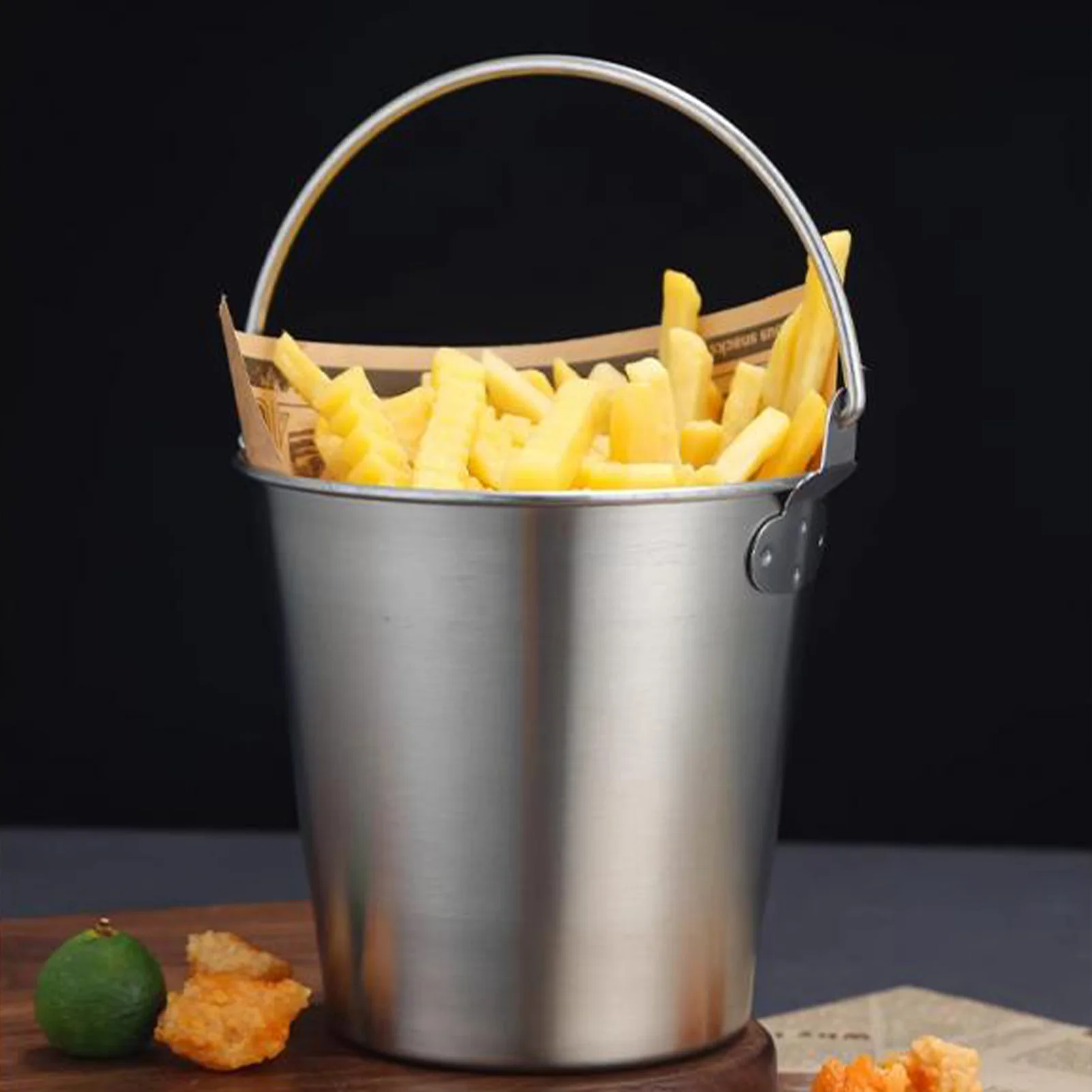 Mini Stainless Steel Ice Bucket Rustproof Multi Purpose Dishwasher Safe Keep Chilled Beverage Bucket Robust for French Fries