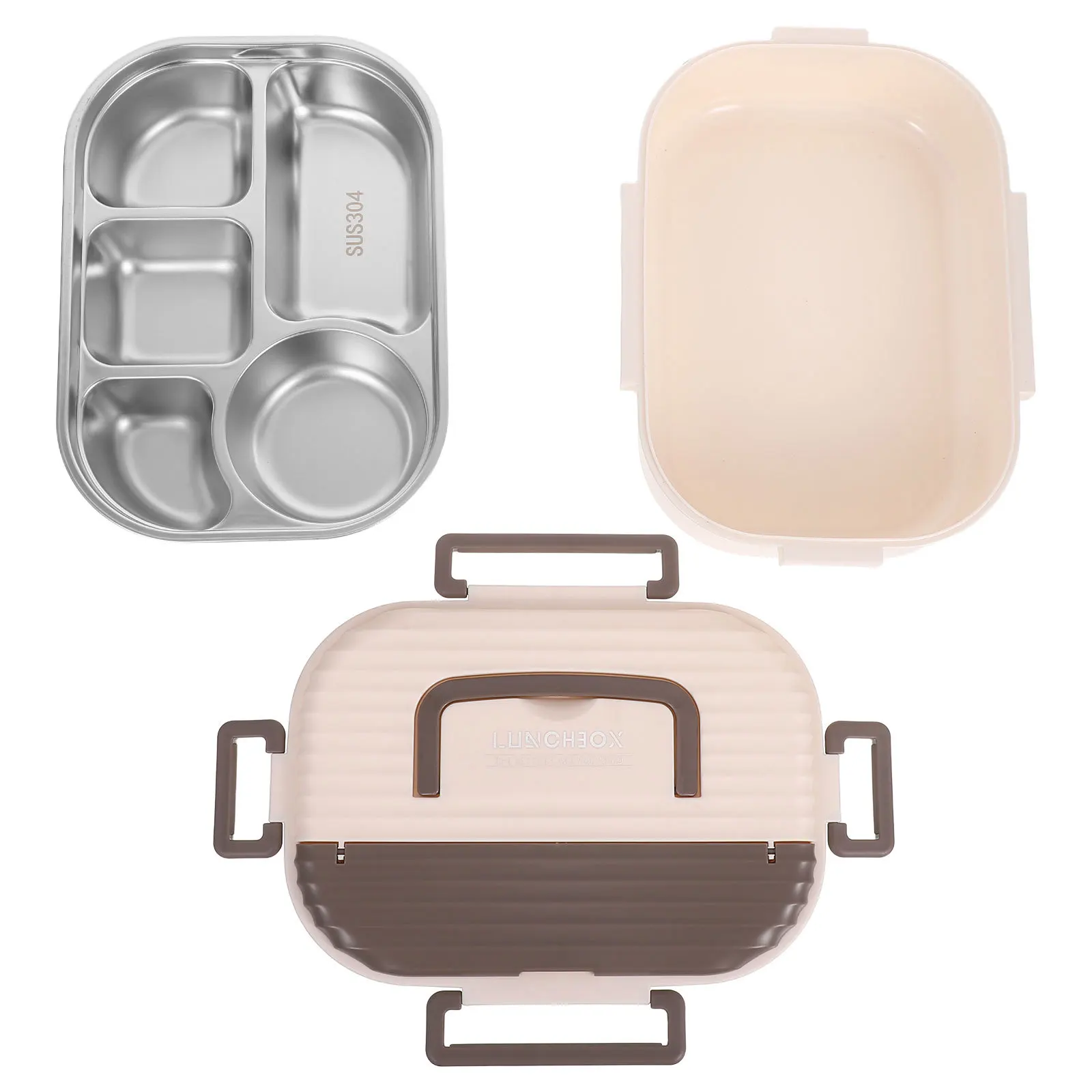 

5-Compartment 1000ml Double Layered Stainless Steel Bento Lunch Box Leakproof Portable for Work School Travel Bento Lunch Box