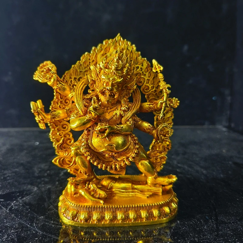 Retro Bronze Gilt Six-Armed Tibetan Buddha, Creative Home Garden Living Room Entryway Decoration Buddha Statue Craft Gift