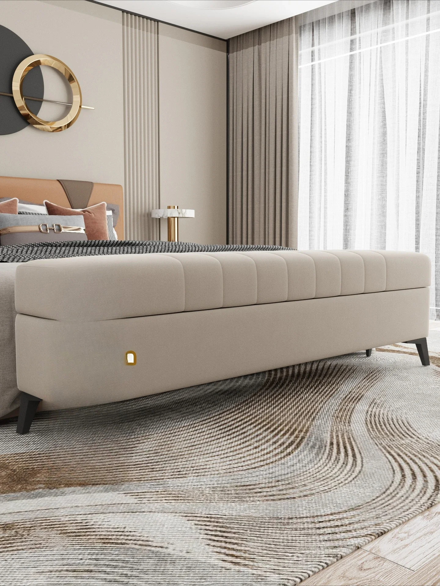 Bedside stool Bedroom bench Solid wood storage bench Bedside sofa Wide bench Can be stored Very narrow 30cm wide
