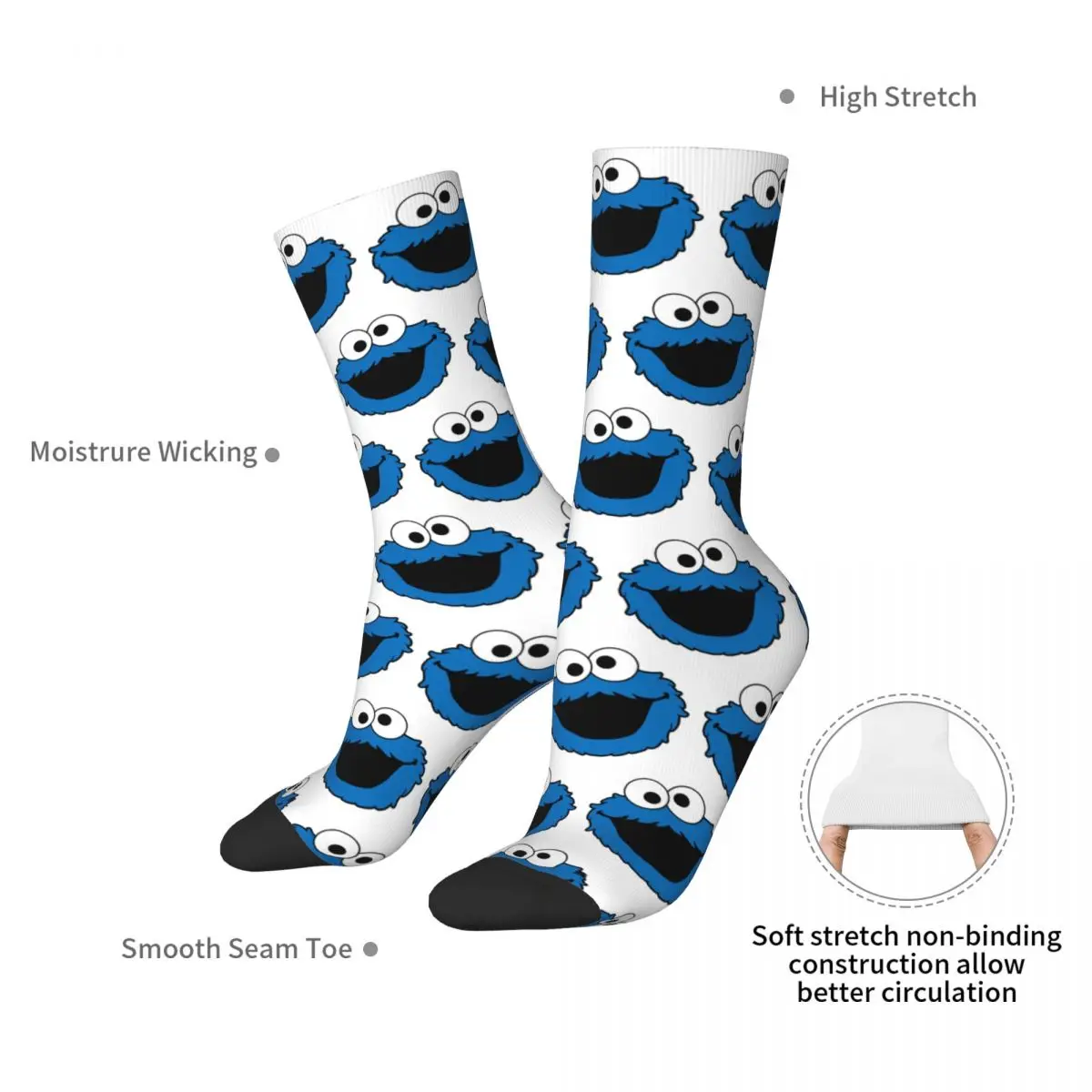 Cookie Monster Socks Harajuku High Quality Stockings All Season Long Socks Accessories for Man\'s Woman\'s Birthday Present