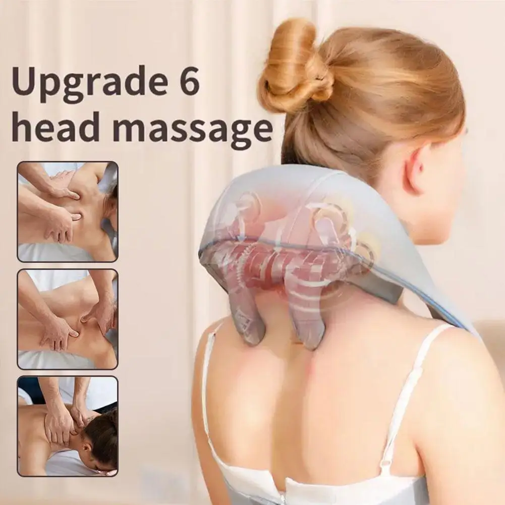 

Rechargeable Powerful 5D Back Neck Shoulder Massager Shawl Health Gift Heated Massage Best Car/Home Care Kneading