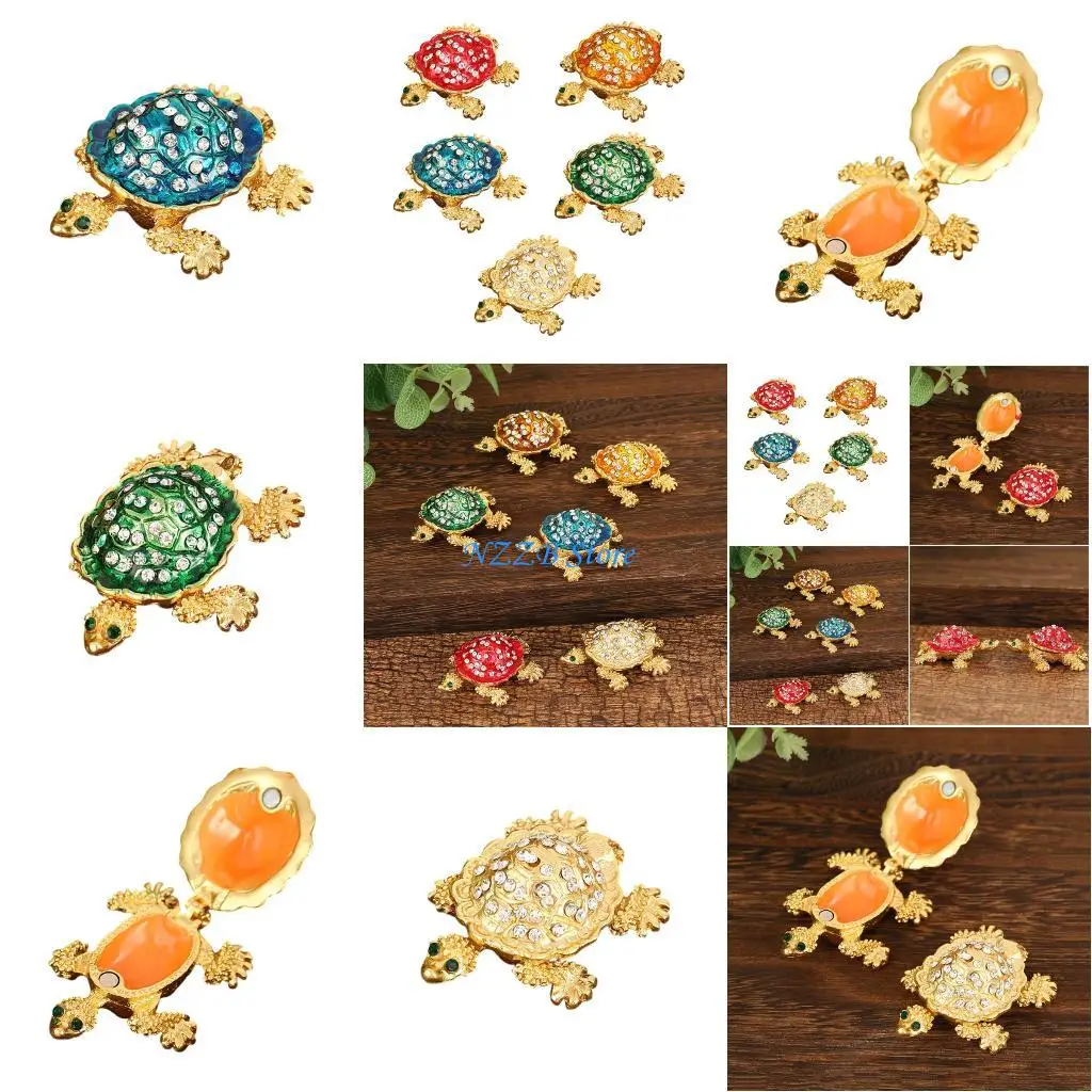 

T21F Portable Turtles Jewelry Storage Case With Locking Mechanism Metal Construction for Jewelry Protective Organization
