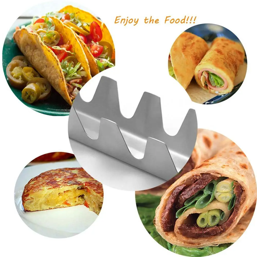 6 Holds Taco Holder Stainless Steel  Rack Shell  Display Stand Burrito Tortilla Plate Food    Pastry Tool