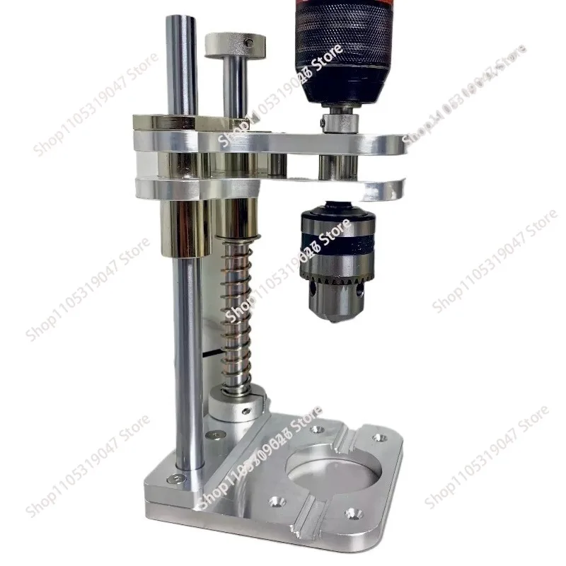 Vertical Drill Guide Stand for Woodworking Aluminum Alloy Dual Plate with Nickel-Plated Shaft