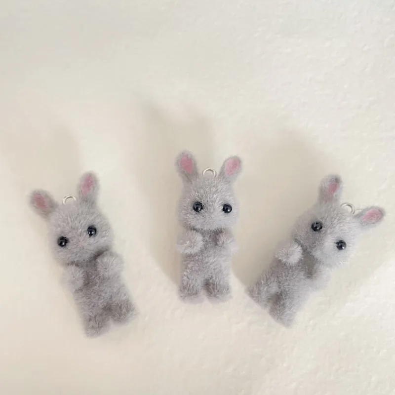 Nowy 3 sztuk/partia kolorowe uciekają zwierzęta kreskówki króliki kształt Charms wisiorek z żywicy Charms dla kobiet dziewczynki DIY biżuteria akcesoria — zdjęcie 5