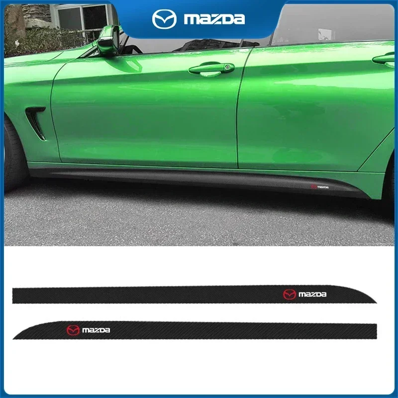 2pcs Car Door Side Skirt Sill Stripe Carbon Decals For Mazda 6 3 CX5 5 2 323 CX7 Demio Atenza Axela MX30 CX30 CX3 Accessories