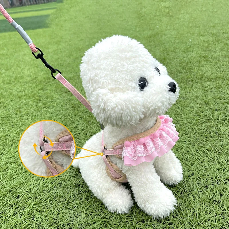 

Набор изящных кружевных шлейфов и поводков для собак — регулируемый жилет для маленьких собак, товары для домашних животных