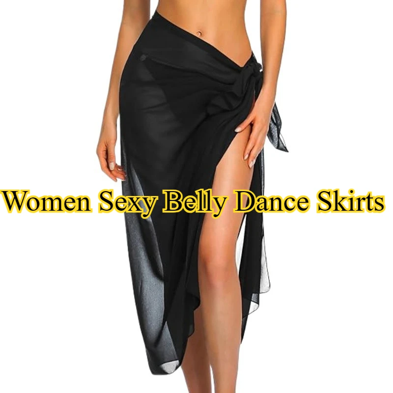 Women's Sarong Swimsuit Smock Chiffon Long Bikini Wrapped Transparent Beach Swimsuit Beach Bikini Women Sexy Belly Dance Skirts