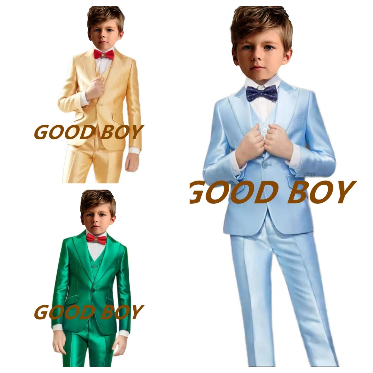 

Boy's multicolor wedding suit birthday party boys' suit host piano performance dinner show performance ceremony outfit set