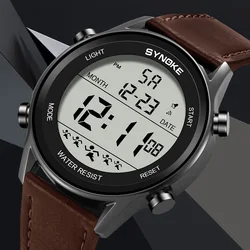 Belt Retro Watch For Men Outdoor Sports Multifunctional Waterproof Large Screen Display Luminous LED Digital For Men Fashion